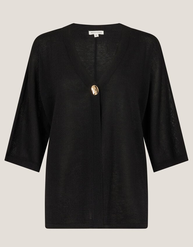 Beth Single Button Cardigan, Black (BLACK), large