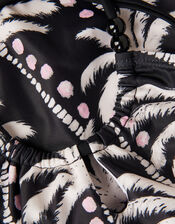 Palm Print Bralette Bikini Set, Black (BLACK), large