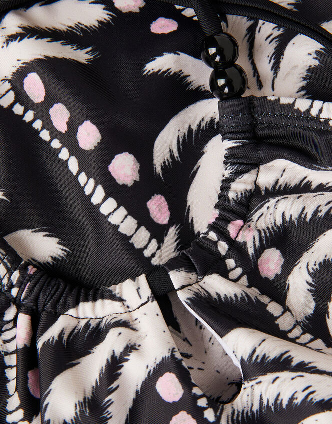 Palm Print Bralette Bikini Set, Black (BLACK), large