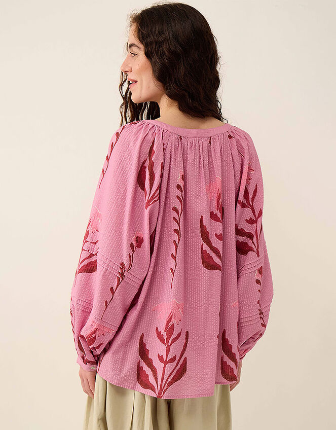 East Maisie Hand-Painted Botanical Print Top, Purple (LILAC), large
