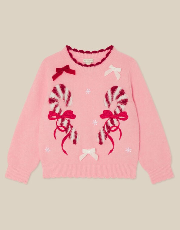 Candy Cane Christmas Jumper, Pink (PINK), large