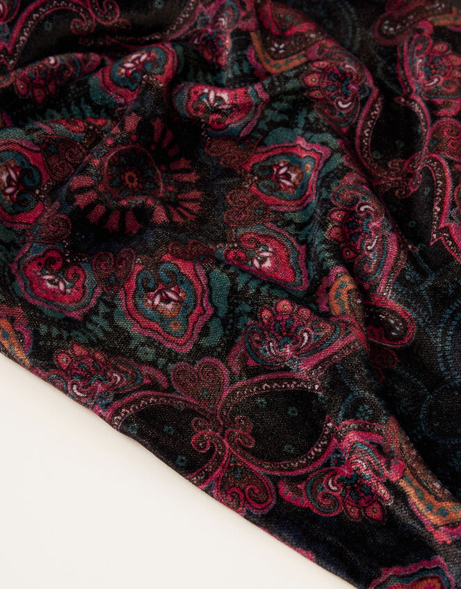 Medallion Print Velvet Scarf, , large
