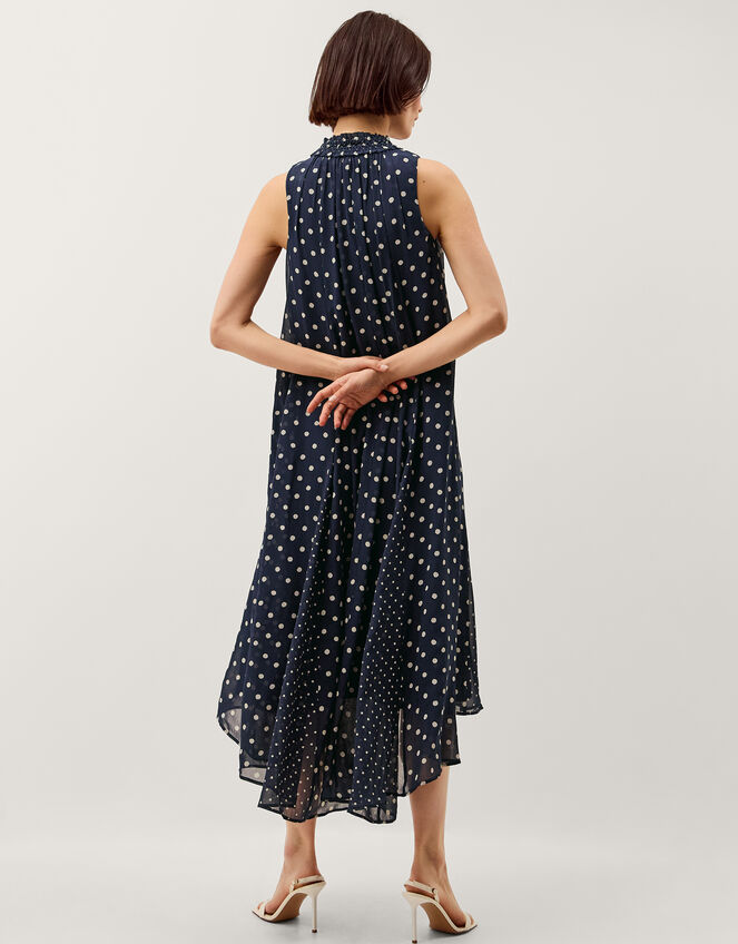 Yaz Sleeveless Polka Dot Midi Dress, Blue (NAVY), large