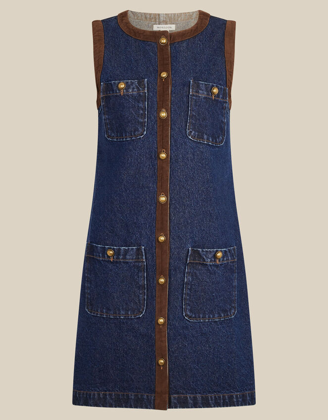 Hanna Denim Mini Shift Dress, Blue (INDIGO), large