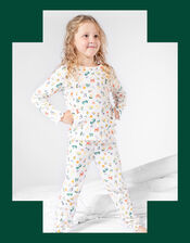 Frugi Animal Print Pyjama Set, White (WHITE), large
