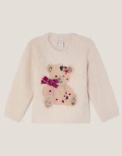 Baby Bear Fuzzy Knit Jumper, Ivory (IVORY), large