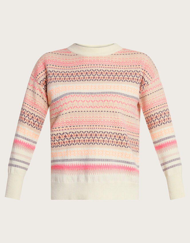 Fawn Fair Isle Jumper, Pink (PINK), large