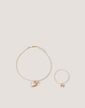Bow Locket Pearl Necklace & Bracelet Set, , large