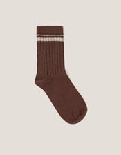 Sparkle Ribbed Socks, Brown (CHOCOLATE), large