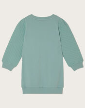 Rainbow Applique Quilted Sweat Dress, Blue (AQUA), large
