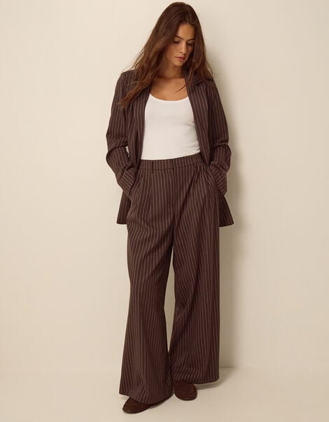Jen Pinstripe Blazer, Brown (CHOCOLATE), large