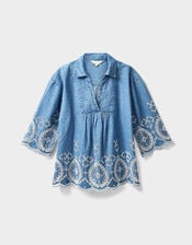 East Denim Broderie Shirt, Blue (BLUE), large