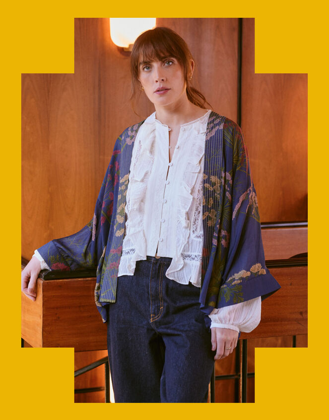 One Hundred Stars Parsley Seed Kimono Jacket, , large