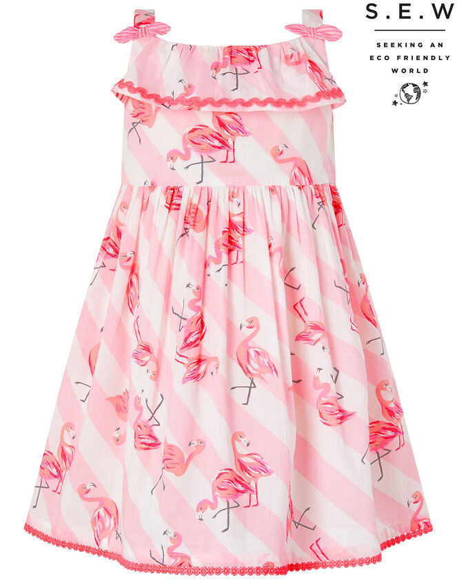 Baby Francine Flamingo Dress in Organic Cotton, Pink (PINK), large