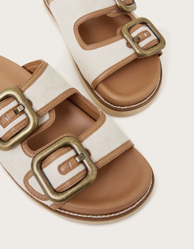 Wendy Double Strap Buckle Sandals, Natural (NATURAL), large