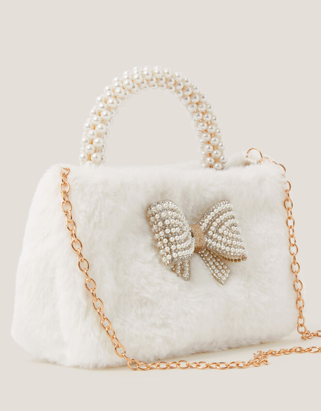 Fluffy Pearl Handle Bag, , large