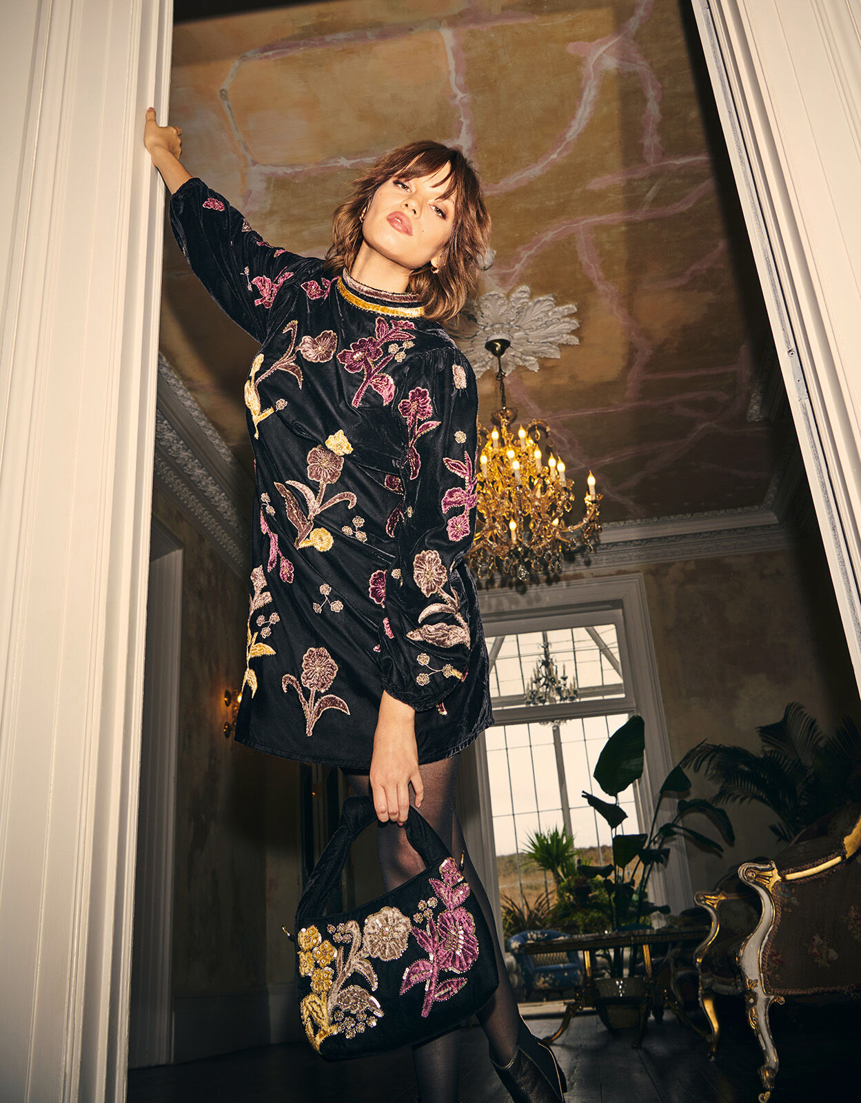 Velvet hotsell applique dress