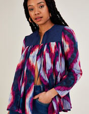 Premium Ikat Print Jacket, Purple (PURPLE), large