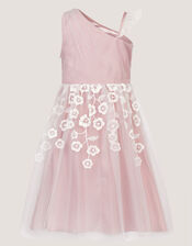 Liza Embroidered Asymmetrical Party Dress, Pink (PINK), large