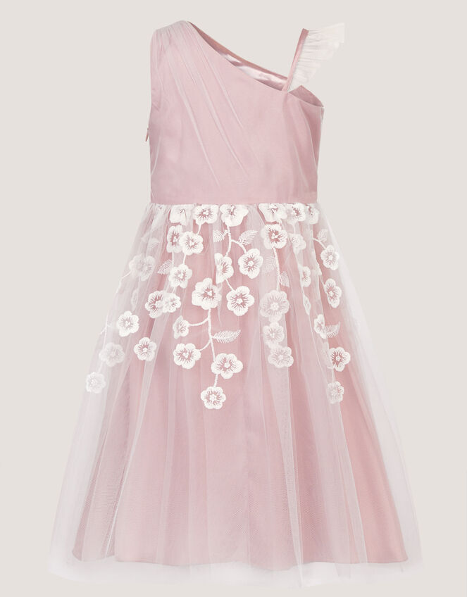 Liza Embroidered Asymmetrical Party Dress, Pink (PINK), large