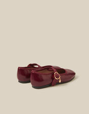 Patent Mary Jane Ballet Flats, Red (BURGUNDY), large