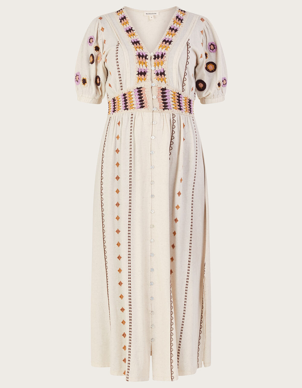 Linen Blend Crochet Dress