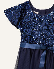 Truth Sequin Flutter Sleeve Dress, Blue (NAVY), large