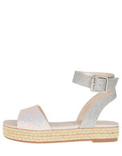 Mermaid Glitter Espadrille Sandals, Silver (SILVER), large