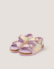 Rainbow Heart Buckle Sandals, Multi (MULTI), large