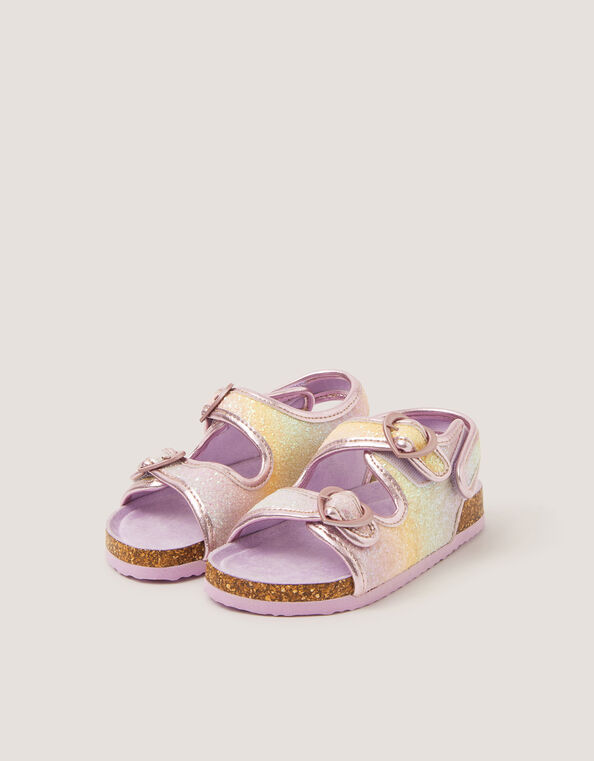 Rainbow Heart Buckle Sandals, Multi (MULTI), large