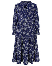 Rose Floral Long Sleeve Dress in LENZING™ ECOVERO™, Blue (NAVY), large