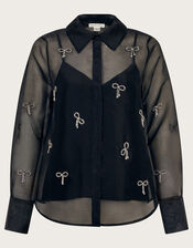 Betty Bow Organza Blouse, Black (BLACK), large