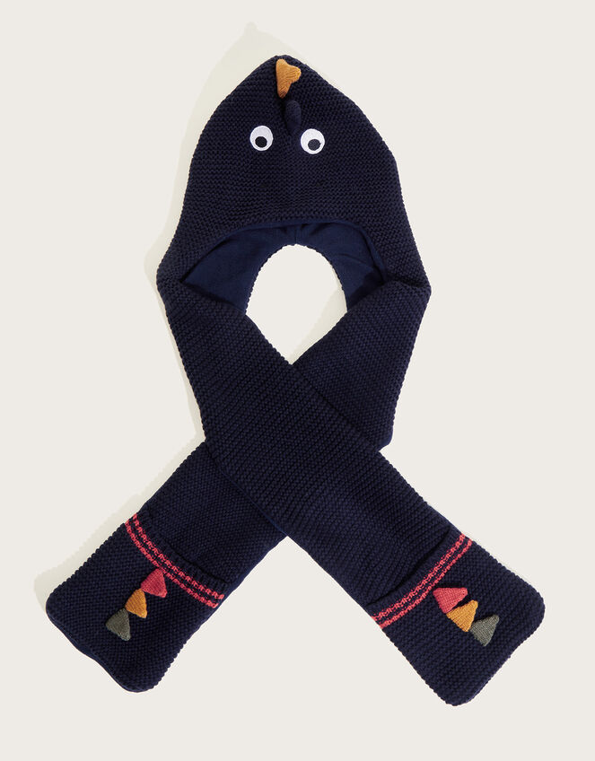 Danny Dinosaur Hat Scarf, Blue (NAVY), large