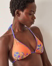 Kaia Floral Triangle Bikini Top, Orange (ORANGE), large