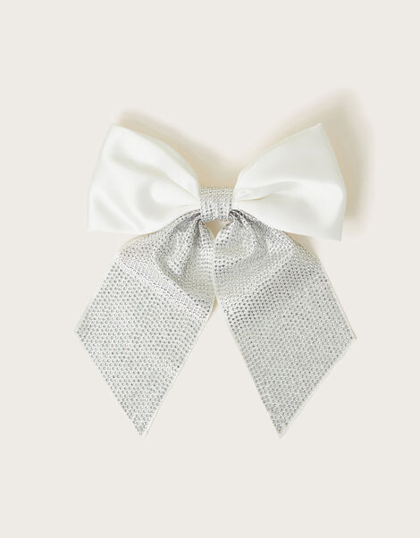 Diamante Bow Hair Clip, , large