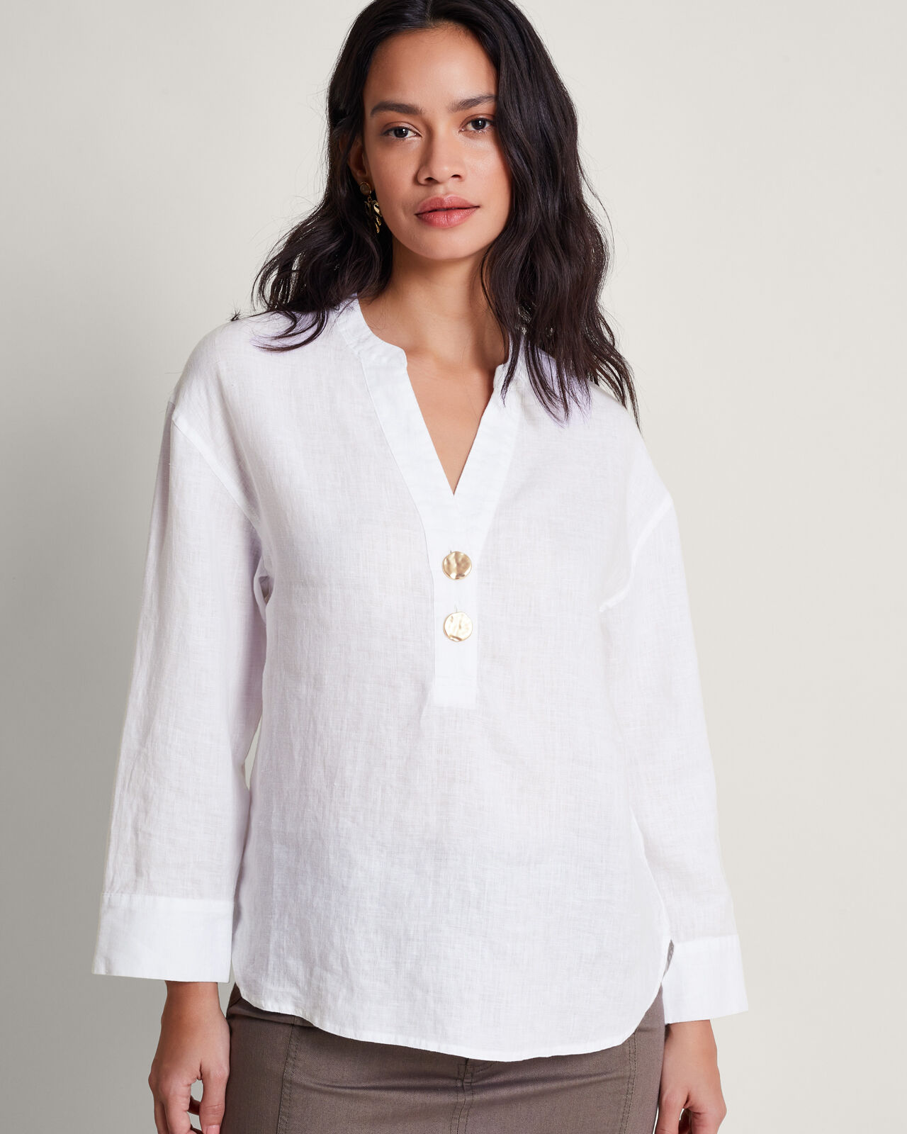 Womens white linen tops uk top