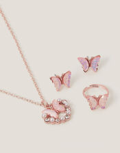 Butterfly Heart Jewellery Set, Pink (PINK), large