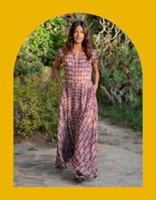 Lyrical Sisters Hourglass Print Maxi Dress, Brown (BROWN), large