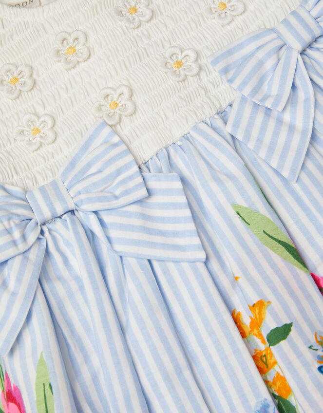 Baby Floral Print Cotton Dress, Blue (BLUE), large