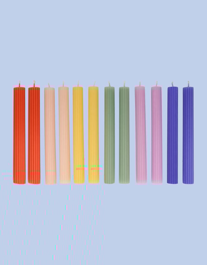 12-Pack Meri Meri Rainbow Ribbed Candles, , large