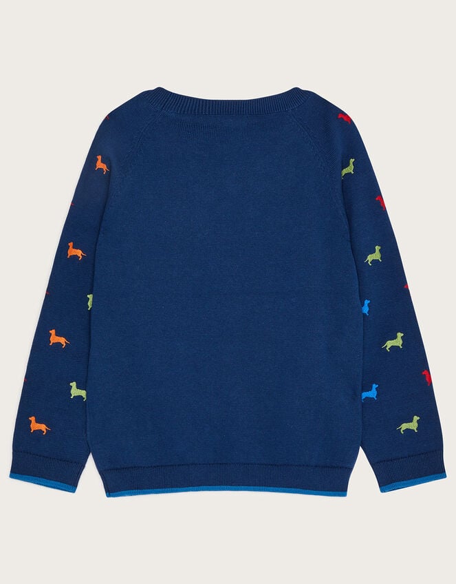 Sammy Sausage Dog Embroidered Jumper, Blue (NAVY), large