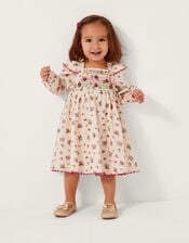 Baby Ditsy Floral Smock Dress, Ivory (IVORY), large