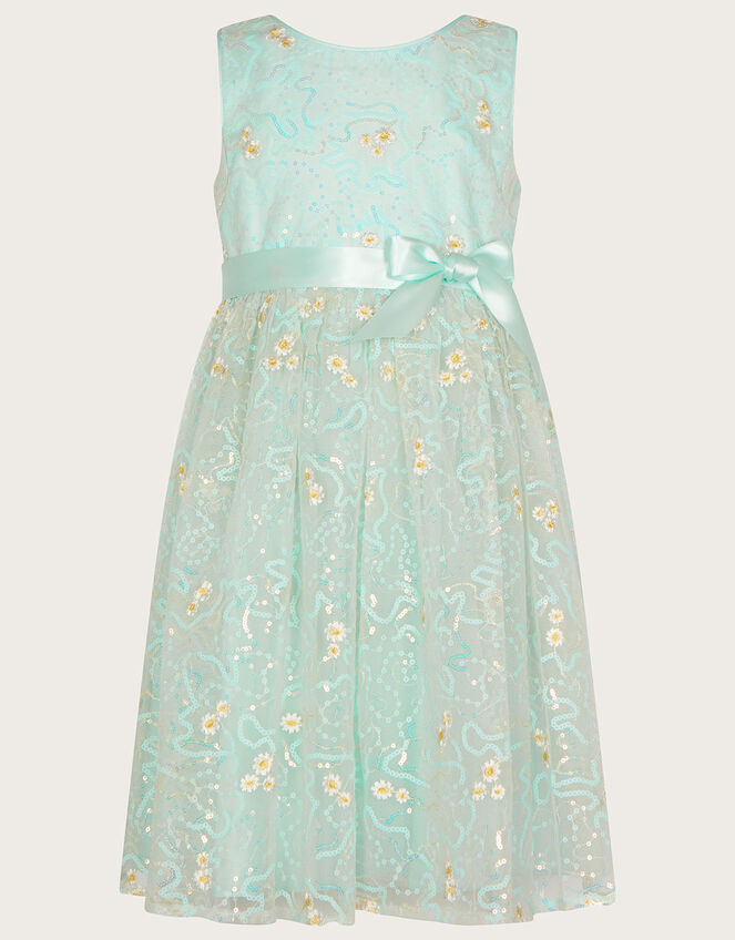 Daisy Sequin Embroidered Dress, Green (MINT), large