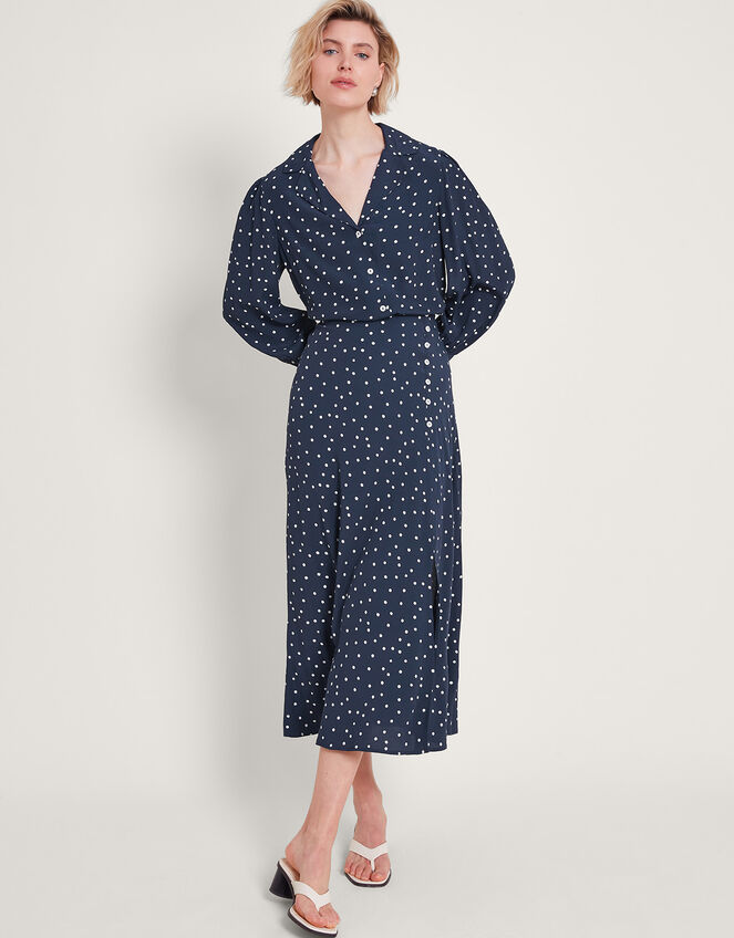 Shiloh Spot Print Shirt, Blue (NAVY), large