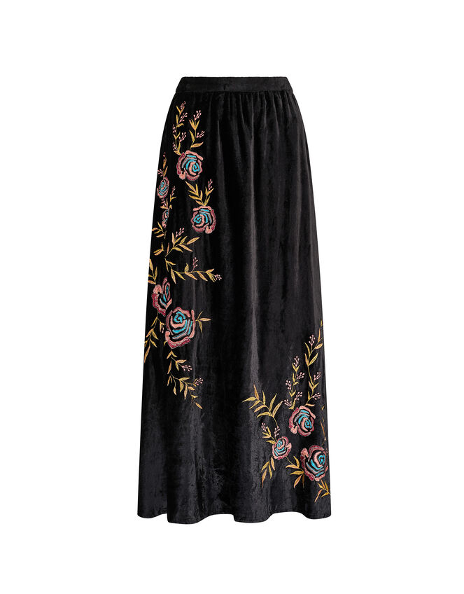 East Talia Velvet Maxi Skirt, Black (BLACK), large