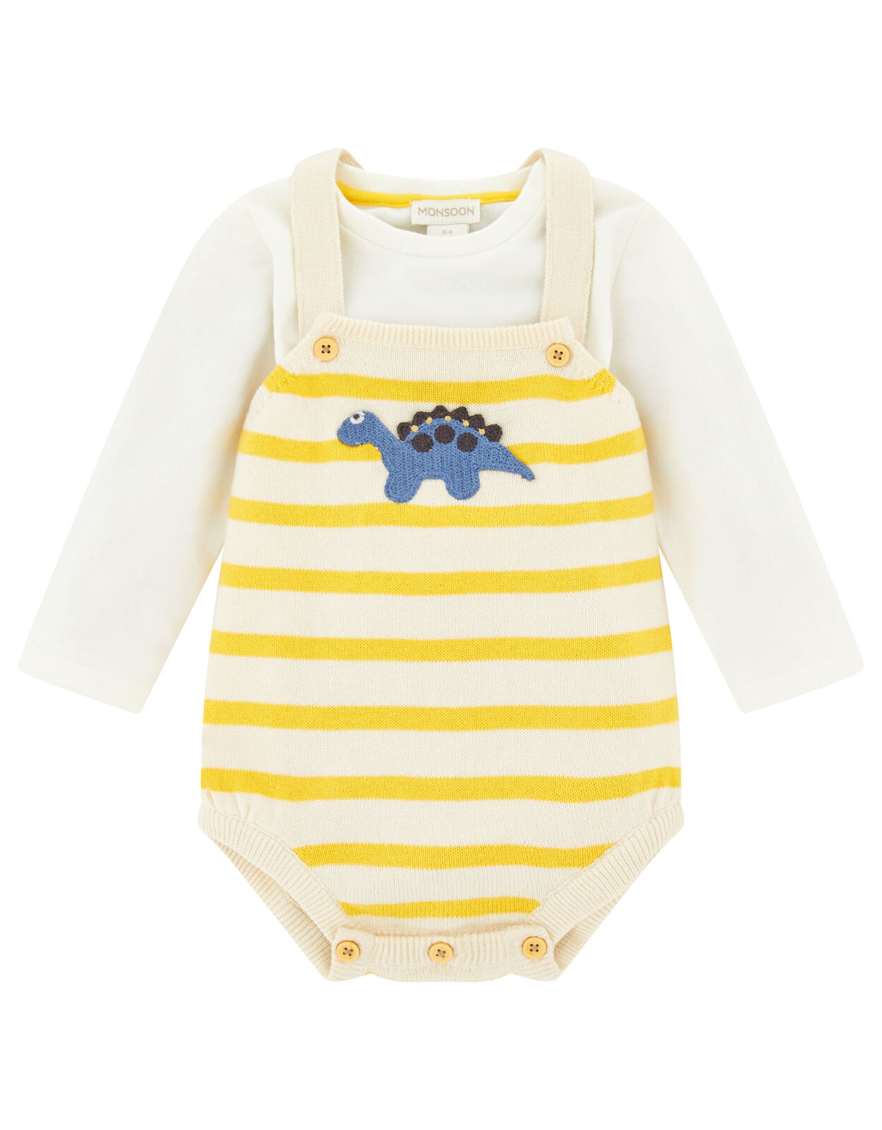 Newborn Baby Dinosaur Knitted Romper Set Yellow