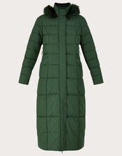 Morgan Hooded Padded Maxi Coat, Green (GREEN), large