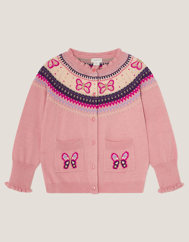 Butterfly Fair Isle Cardigan , Pink (PINK), large