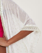 Foil Print Embroidered Cover-Up, , large