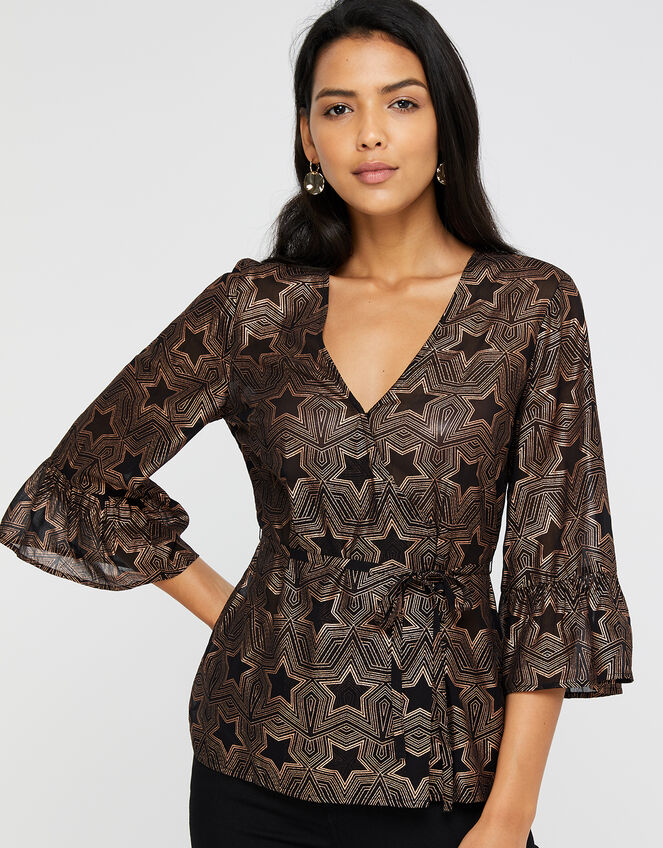 Antares Star Foil Print Top, Black (BLACK), large